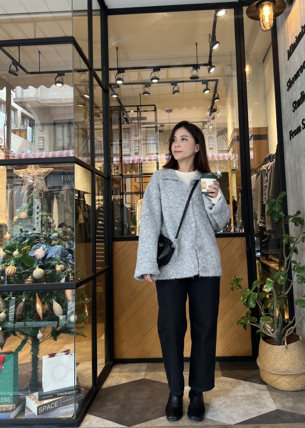 Jn111.超美混色軟Q翻領毛衣外套 