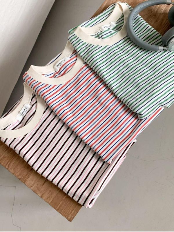 Mh301.可愛彩條短t 