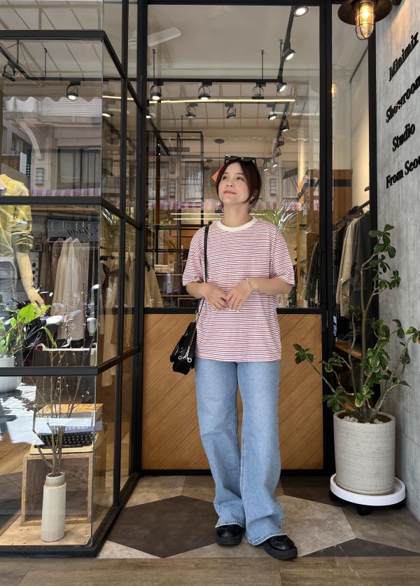 Mh301.可愛彩條短t 