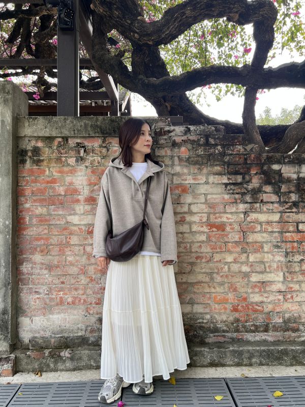 Sp121.超美細摺層次紡裙/杏 