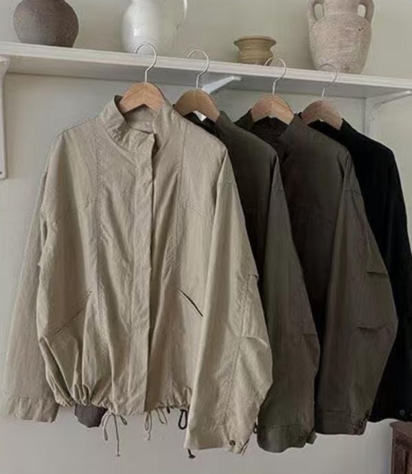 Ap420. 小立領輕工裝風衣外套 