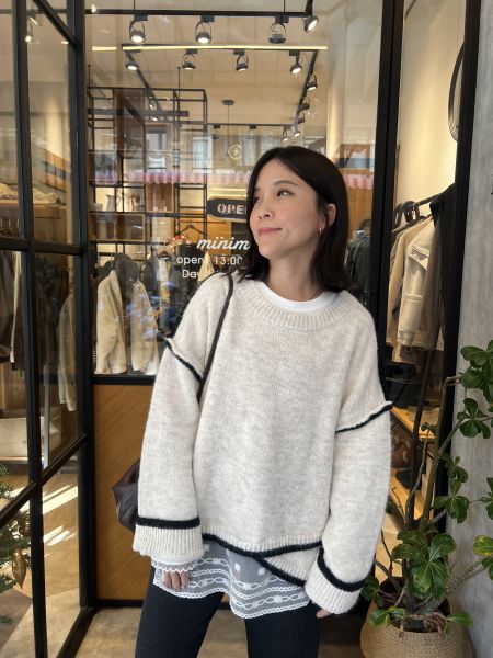 Dm104.可愛滾邊設計毛衣 