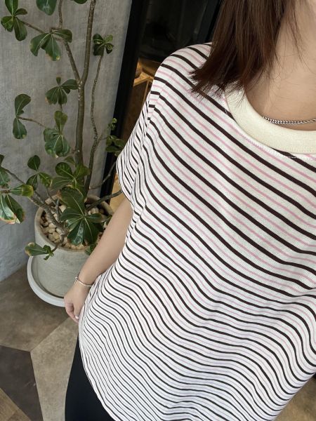 Mh301.可愛彩條短t 