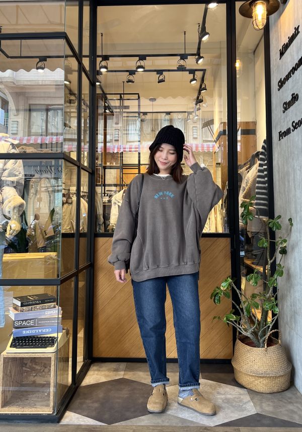 Hn107.超好看剪裁New York 水洗大學t 