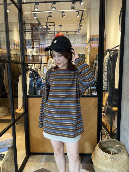 Ma308.必買好看配色條紋t 