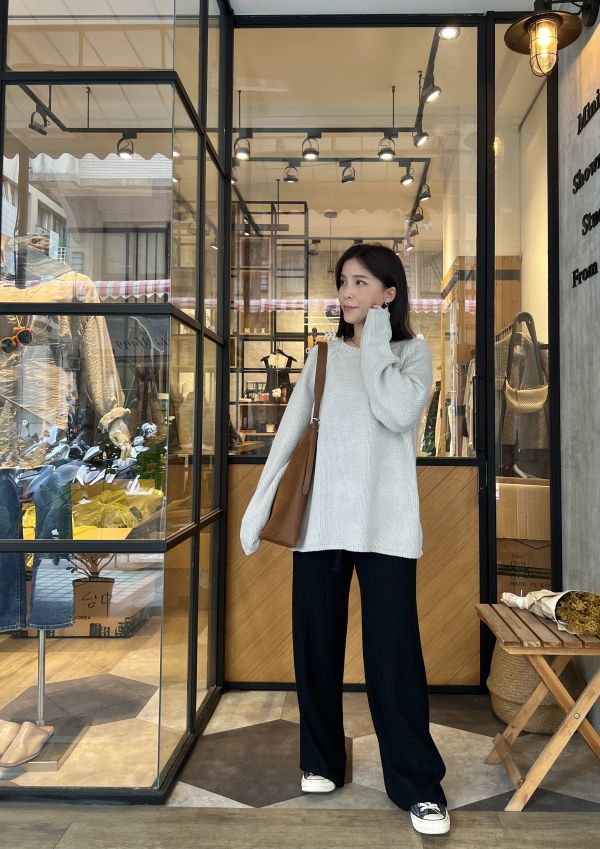 Nv123.質感s家針織坑紋神褲 