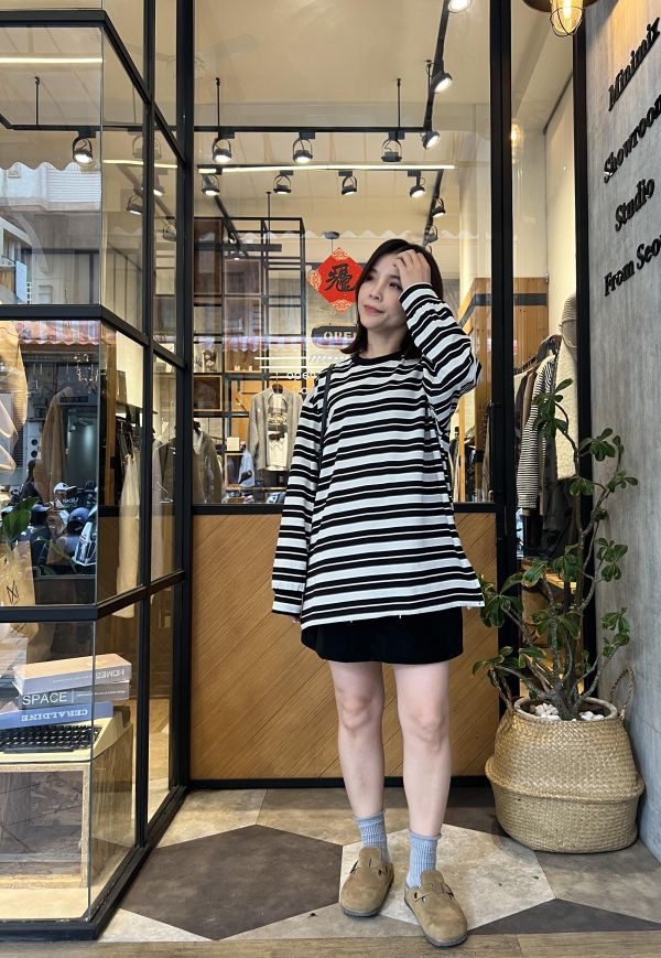 Ma308.必買好看配色條紋t 