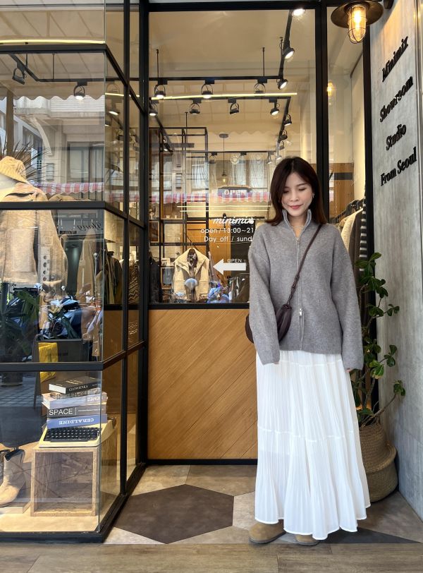 Sp120.超美細摺層次紡裙/白 