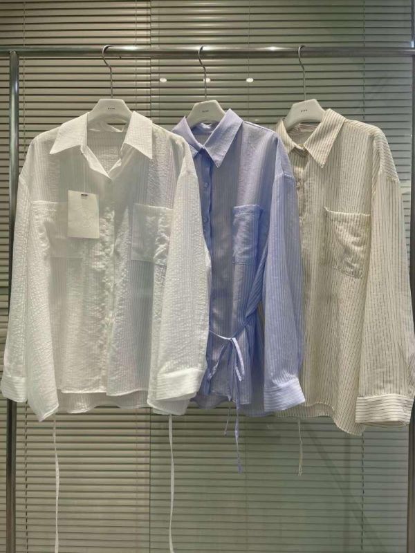 Ai14.超美紡緞直條襯衫 