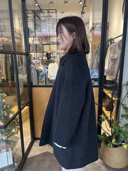 Dc123.超美無肩線後打褶手工大衣 