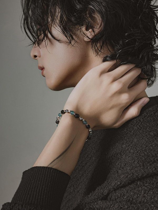 Unisex | 極晝系 - 青境 * 瑪瑙 不銹鋼 純銀 綠色 中性 手環 不銹鋼 交換禮物 手鍊 男手鏈 男 禮物 男友禮物 男生手鏈 男生禮物