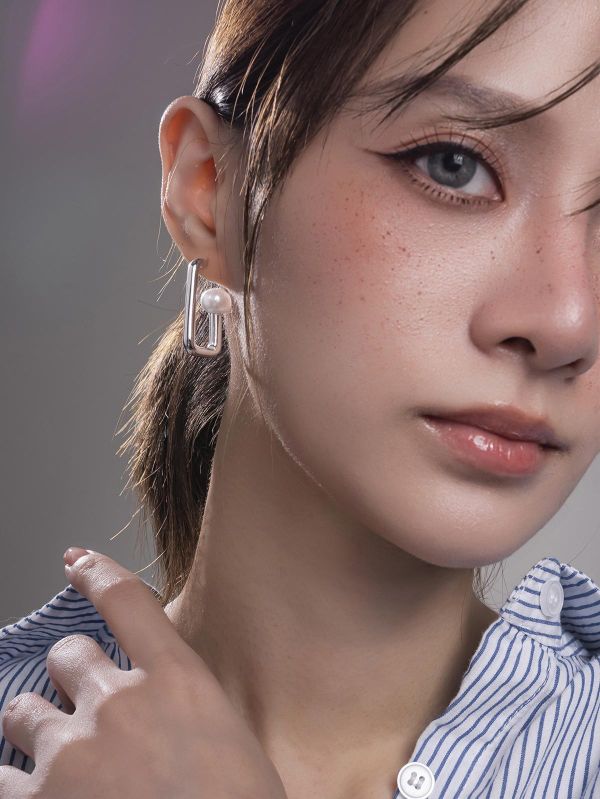 ARROGANT - 留白 * 銀色 簡約 珍珠 個性 中性 耳環 中性耳環 交換禮物 女 禮物 女友禮物 情人節 情人節禮物 抗敏耳環 銀色耳環