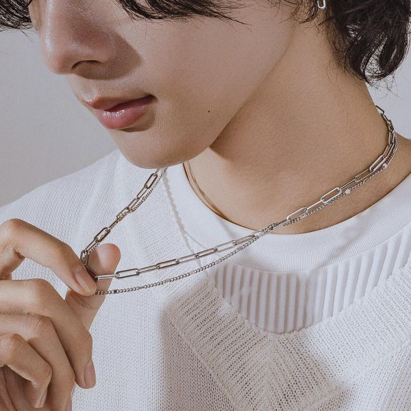 Unisex | 極晝系 - 換日線 * 不銹鋼 中性 項鍊 不銹鋼 不銹鋼項鍊 交換禮物 幾何項鍊 男禮物 男友禮物 男生手鍊 男生禮物 項鍊