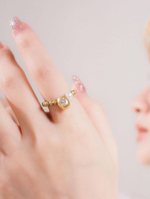 暮光系 - 沫金 * 黃銅 珍珠 海洋 泡沫 海流 漂浮 戒指 交換禮物 婚禮小物 情人節禮物 戒指 淡水珍珠 珍珠 珍珠戒指 生日禮物