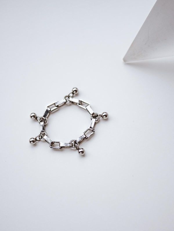 Unisex | 極晝系 - 冷光 * 不銹鋼 中性 圓球 方鏈 戒指 