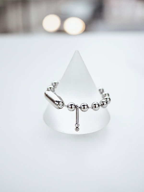 Unisex | 極晝系 - 靜日 * 不銹鋼 圓珠 中性 個性 幾何 雙指戒 不銹鋼 交換禮物 戒指 男戒指 男禮物 男友禮物 男生戒指 男生禮物