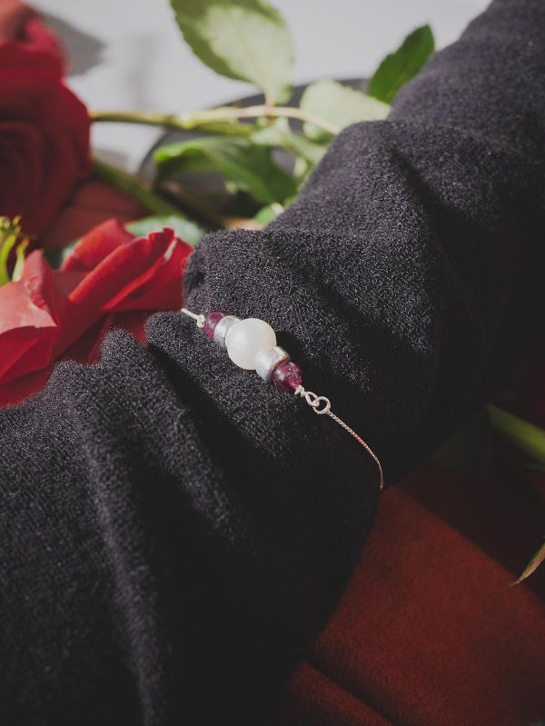 SCARLET - 蝕 * 紅石榴 珍珠 純銀 永恆自信 手鍊 交換禮物 婚禮小物 情人節禮物 招財 水晶手環 生日禮物 畢業禮物 礦石 能量水晶