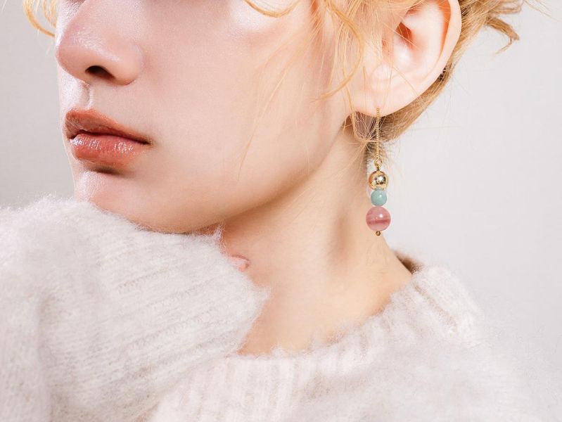 CIRRUS - 斑霞 *  鹽源瑪瑙 天河石 珍珠 水晶耳環 交換禮物 婚禮小物 情人節禮物 招財水晶 耳環 生日禮物 畢業禮物 礦石開運