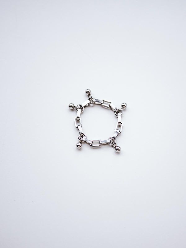 Unisex | 極晝系 - 冷光 * 不銹鋼 中性 圓球 方鏈 戒指 