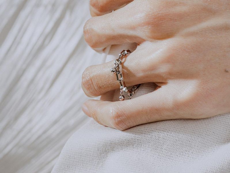 Unisex | 極晝系 - 冷光 * 不銹鋼 中性 圓球 方鏈 戒指 