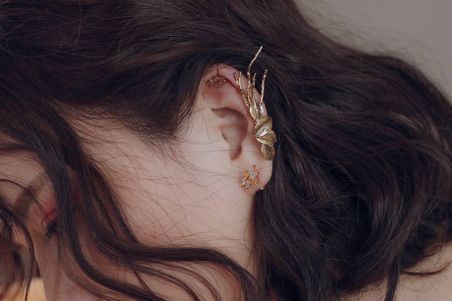 PURE Series – Fallen Branch * Fairy ear cuff 精靈耳式 新娘耳飾 蜻蜓 夜牽牛 森林系 秋天