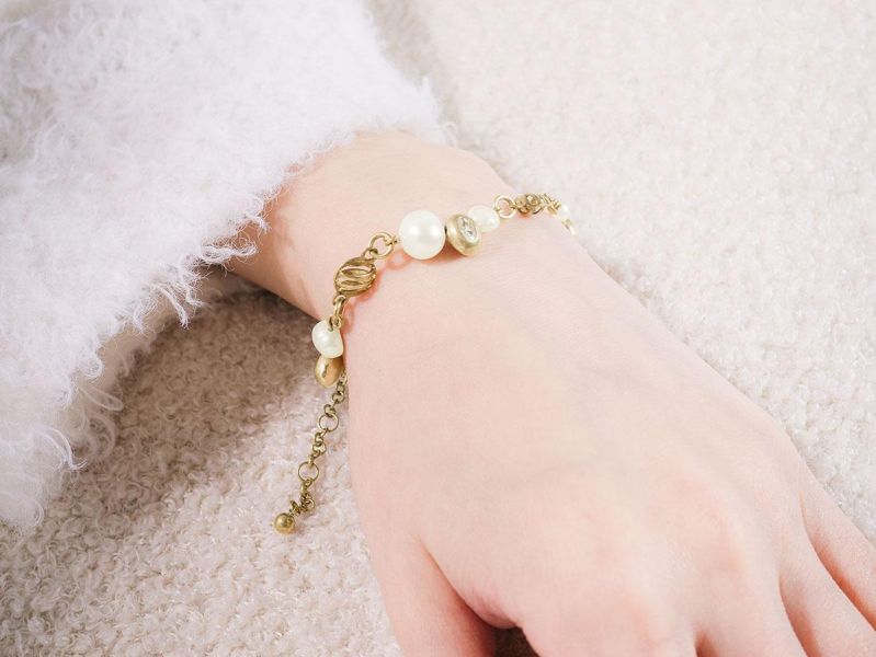暮光系 - 沫金 * 黃銅 珍珠 海洋 泡沫 海流 漂浮 手鍊 交換禮物 婚禮小物 情人節禮物 手鍊 淡水珍珠 珍珠 珍珠手鍊 生日禮物