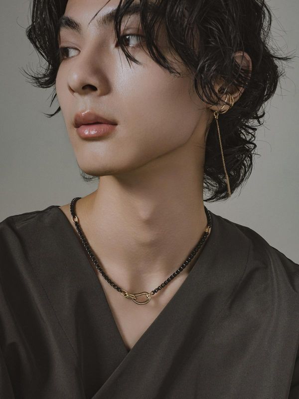 Unisex - 夜序 * 黑色 古金色 中性 粗獷 韓系 極簡 項鍊 交換禮物 男 禮物 男友禮物 男生禮物 男生項鍊 項鍊 項鍊 男 黃銅項鍊