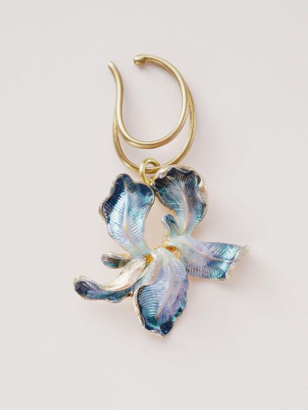 暮光系 - 星藍盛開 * 冷琺瑯 樹脂 藍紫色 花朵 黃銅 耳骨夾 交換禮物 婚禮小物 情人節禮物 生日禮物 畢業禮物 花 耳環 花耳環 黃銅耳環