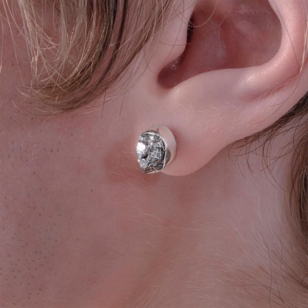 【限量】Unisex | 星冕系 - 星核 * 隕石 礦石 純銀 耳環 925純銀 男 禮物 男友禮物 男生禮物 男生耳環 礦石耳環 純銀耳環 耳環 男 隕石