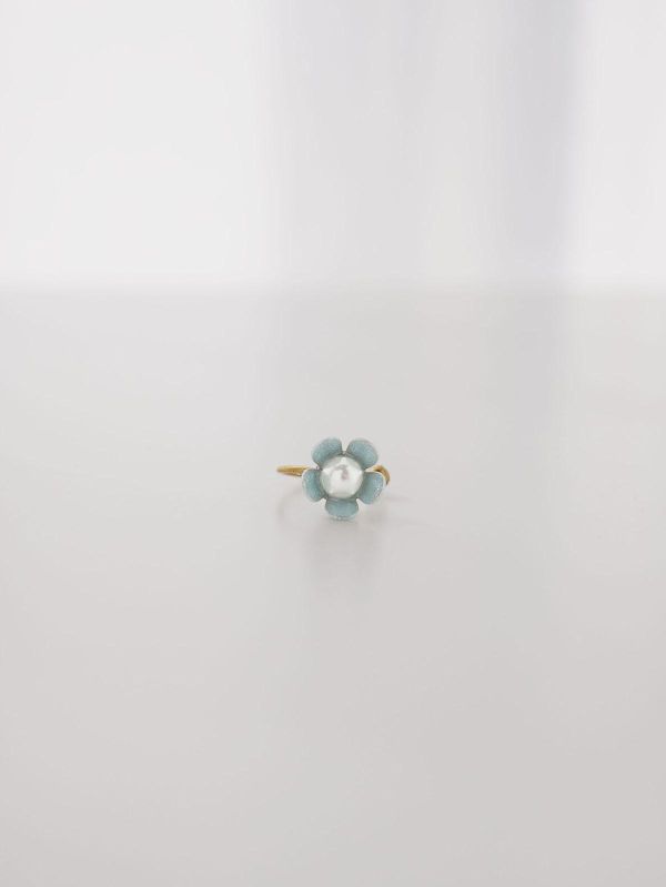 暮光系 - 春日小花藍 * 黃銅 珍珠 花朵 彩色 樹脂 耳骨夾 交換禮物 婚禮小物 情人節禮物 珍珠 珍珠耳環 珍珠耳骨夾 生日禮物 耳窩夾