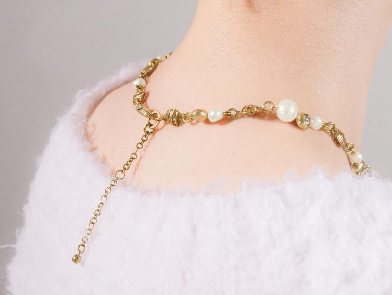 暮光系 - 沫金 * 黃銅 珍珠 海洋 泡沫 海流 漂浮 項鍊 交換禮物 婚禮小物 情人節禮物 淡水珍珠 珍珠 珍珠項鍊 生日禮物 項鍊