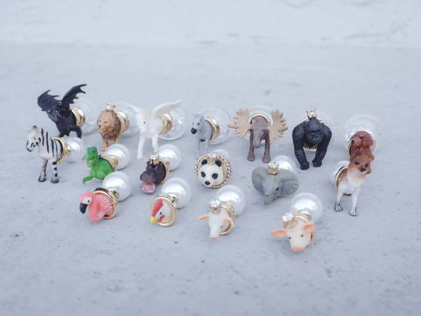 Mini Zoo-A series of tame animals <once upon a time*earring> Zebra & Donkey & Panda & Flying horse
