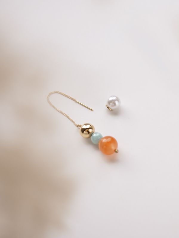 CIRRUS - 斑霞 *  鹽源瑪瑙 天河石 珍珠 水晶耳環 交換禮物 婚禮小物 情人節禮物 招財水晶 耳環 生日禮物 畢業禮物 礦石開運