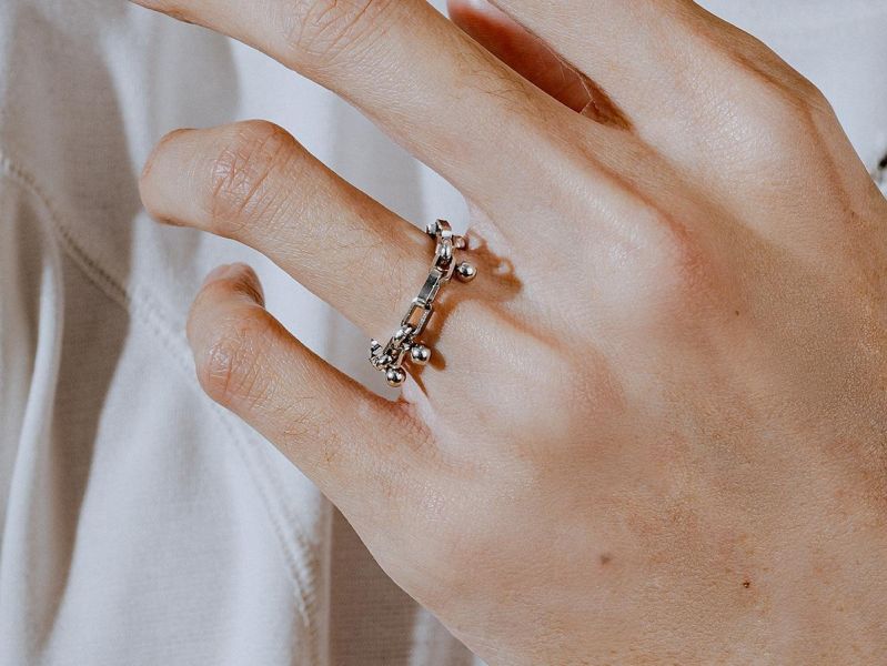 Unisex | 極晝系 - 冷光 * 不銹鋼 中性 圓球 方鏈 戒指 