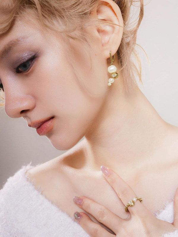 暮光系 - 泡泡沫金 * 黃銅 珍珠 海洋 泡沫 海流 漂浮 耳環 交換禮物 婚禮小物 情人節禮物 淡水珍珠 珍珠 珍珠耳環 生日禮物 耳夾