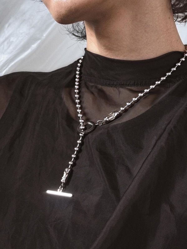 Unisex | 極晝系 - 靜日 * 不銹鋼 圓珠 中性 個性 幾何 項鍊 不銹鋼 交換禮物 男禮物 男項鍊 男友禮物 男生禮物 男生項鍊 項鍊