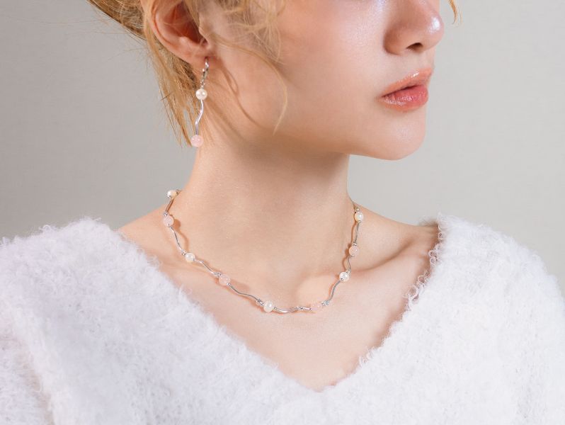 CIRRUS - 粉雪 * 粉水晶 珍珠 桃花人緣 溫柔守護 純銀 項鍊 