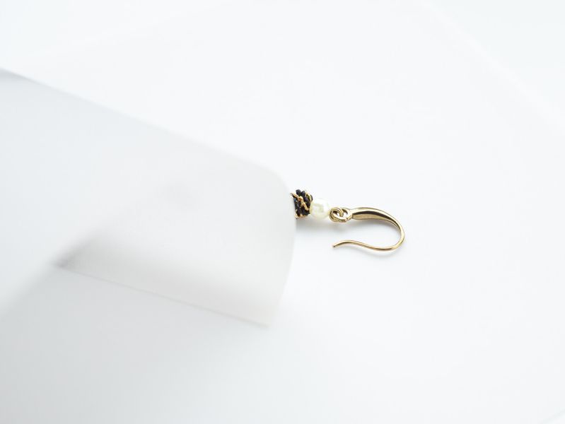 ONCE LITE | 暮光系 - BLACK * 黑色 珍珠 黃銅耳環 交換禮物 婚禮小物 情人節禮物 抗敏耳環 珍珠耳環 生日禮物 畢業禮物 迷你耳環 黃銅耳環