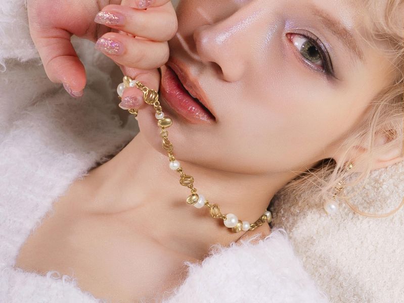 暮光系 - 沫金 * 黃銅 珍珠 海洋 泡沫 海流 漂浮 項鍊 交換禮物 婚禮小物 情人節禮物 淡水珍珠 珍珠 珍珠項鍊 生日禮物 項鍊