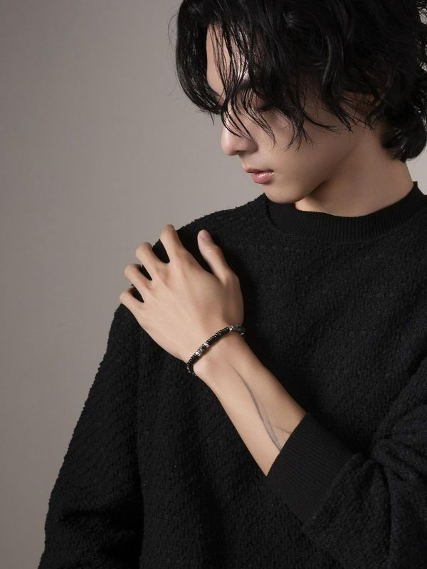 Unisex | 星冕系 - 灰域 * 瑪瑙 拉長石 純銀 黑色 水晶 手環 925純銀 交換禮物 手鍊 男水晶 手串 男 禮物 男友禮物 男生禮物 礦石 手環 純銀