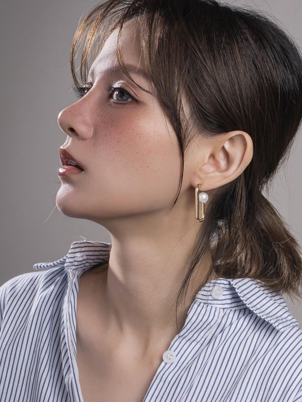 ARROGANT - 留白 * 金色 簡約 珍珠 個性 中性 耳環 中性耳環 交換禮物 女 禮物 女友禮物 情人節 情人節禮物 抗敏耳環 金色耳環