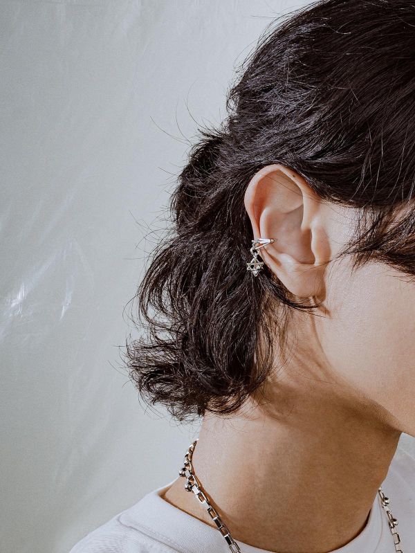 Unisex | 無訊號 - 未落 * 星芒 中性 個性 街頭 耳骨夾 不銹鋼 交換禮物  男禮物 男友禮物 男生耳夾 男生耳骨夾 礦石