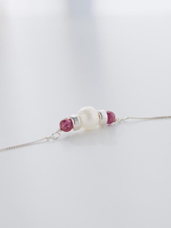 SCARLET - 蝕 * 紅石榴 珍珠 純銀 永恆自信 手鍊 交換禮物 婚禮小物 情人節禮物 招財 水晶手環 生日禮物 畢業禮物 礦石 能量水晶