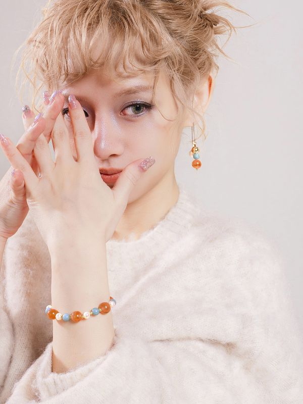 CIRRUS - 斑霞 *  鹽源瑪瑙 天河石 珍珠 水晶耳環 交換禮物 婚禮小物 情人節禮物 招財水晶 耳環 生日禮物 畢業禮物 礦石開運