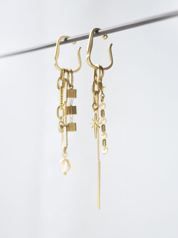 Lapis | Crosslight * 珍珠 閃光 黃銅 耳環 耳骨夾 交換禮物 天然珍珠 水晶耳環 珍珠耳環 耳夾耳環 聖誕禮物 聖誕耳環 蜜蜂耳環 閨蜜禮物