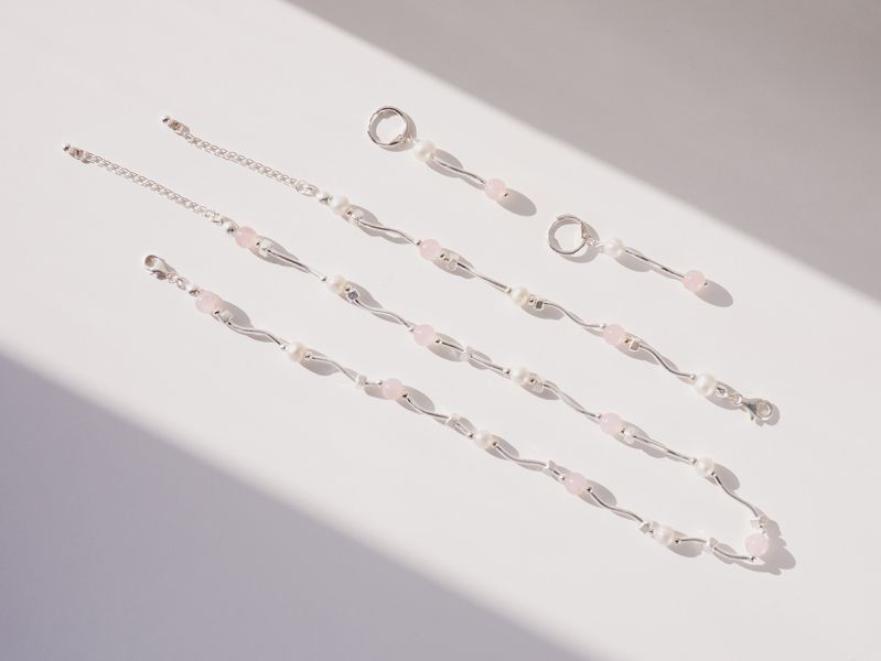 CIRRUS - 粉雪 * 粉水晶 珍珠 桃花人緣 溫柔守護 純銀 耳環 交換禮物 人緣 婚禮小物 情人節禮物 招桃花 水晶耳環 生日禮物 畢業禮物 礦石