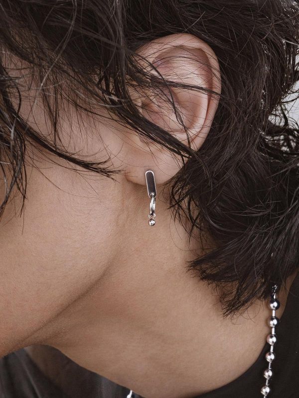 Unisex | 極晝系 - 靜日 * 不銹鋼 圓珠 中性 個性 幾何 耳環 不銹鋼 交換禮物 男 禮物 男 耳環 男友禮物 男生禮物 男生耳環 耳環