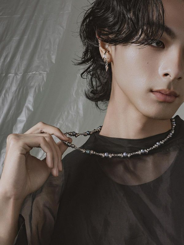 Unisex | 極晝系 - 冷藍 * 不銹鋼 圓珠 珍珠 中性 個性 項鍊 不銹鋼 交換禮物 男 禮物 男 項鍊 男友禮物 男生禮物 男生項鍊 項鍊