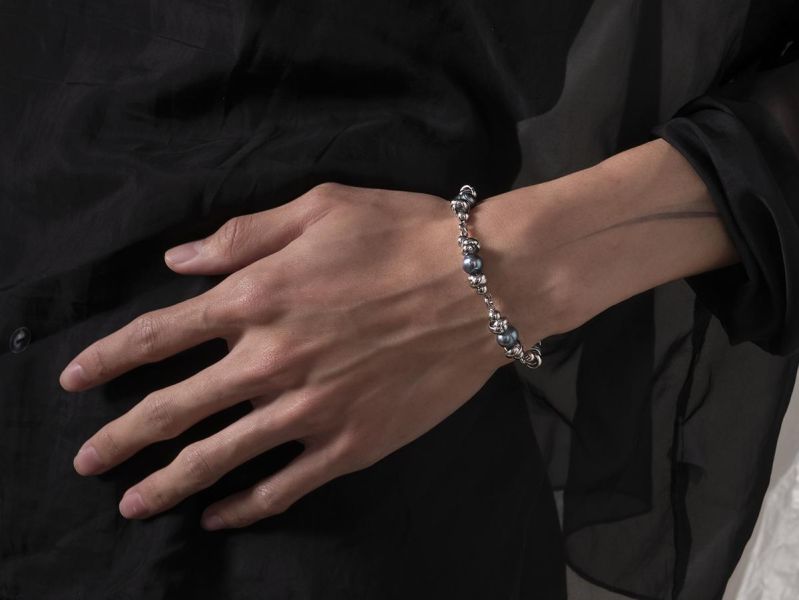 Unisex | 極晝系 - 冷藍 * 不銹鋼 圓珠 珍珠 中性 個性 手鍊 不銹鋼 交換禮物 男 禮物 男 手鍊 男友禮物 男生禮物 男生手鍊 手鍊