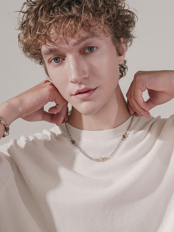 Unisex | Golden Hour - 盛時 * 鈦晶 黃虎眼 水晶 不銹鋼 項鍊 不銹鋼項鍊 交換禮物 招財 水晶 項鍊 男 禮物 男友禮物 男生禮物 礦石項鍊 項鍊 男